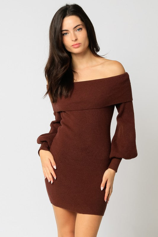 Off-the-Shoulder Sweater Dress – Wattle & Sage