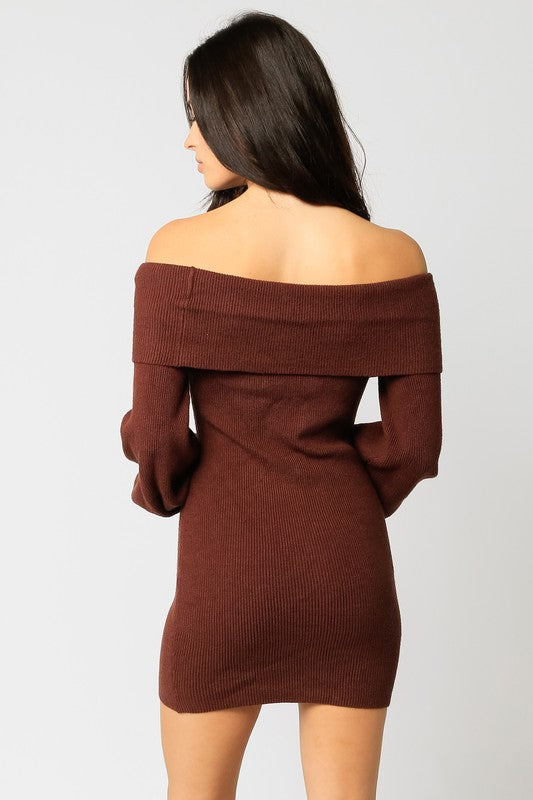 Off-the-Shoulder Sweater Dress