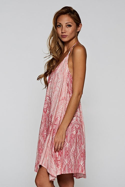 Pink Palm Leaf Printed Dress
