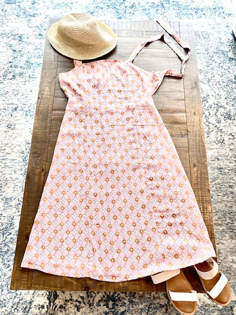 Pink Flower Midi Dress