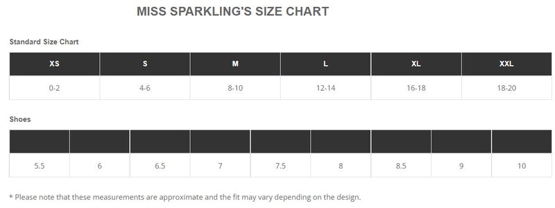 Miss Sparkling's size  chart of Mini Dress
