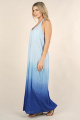 Double Shade Blue Ombre Maxi Dress